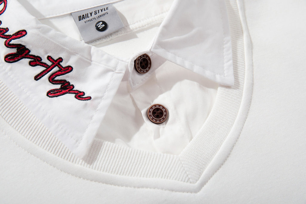 The Pup Patch Faux Two-Piece Polo Sweatshirt