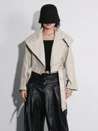 The Lace-Up Patchwork Lapel Jacket