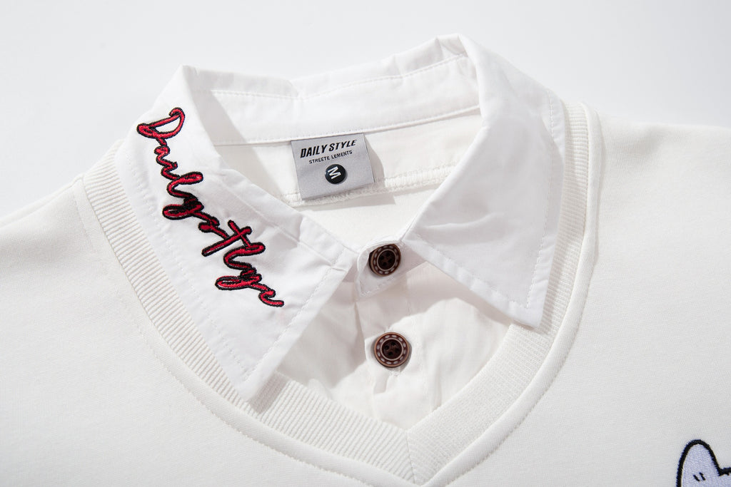 The Pup Patch Faux Two-Piece Polo Sweatshirt