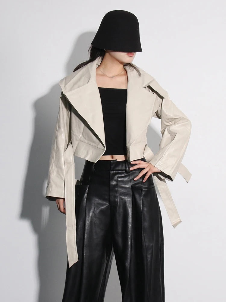 The Lace-Up Patchwork Lapel Jacket