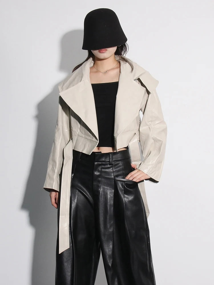 The Lace-Up Patchwork Lapel Jacket
