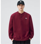 The Sakura Thread Embroidered Henley Sweatshirt