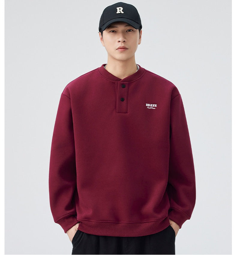 The Sakura Thread Embroidered Henley Sweatshirt