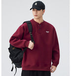 The Sakura Thread Embroidered Henley Sweatshirt