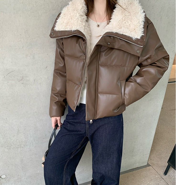 The Lumen Shine Lapel Padded Jacket