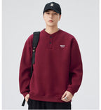 The Sakura Thread Embroidered Henley Sweatshirt