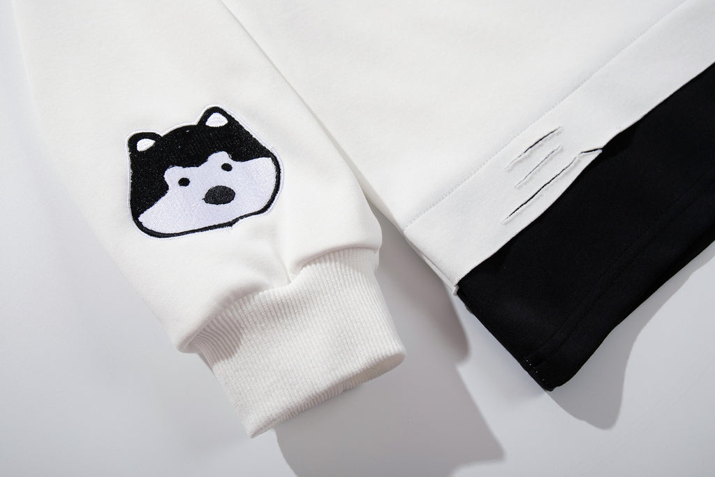 The Pup Patch Faux Two-Piece Polo Sweatshirt