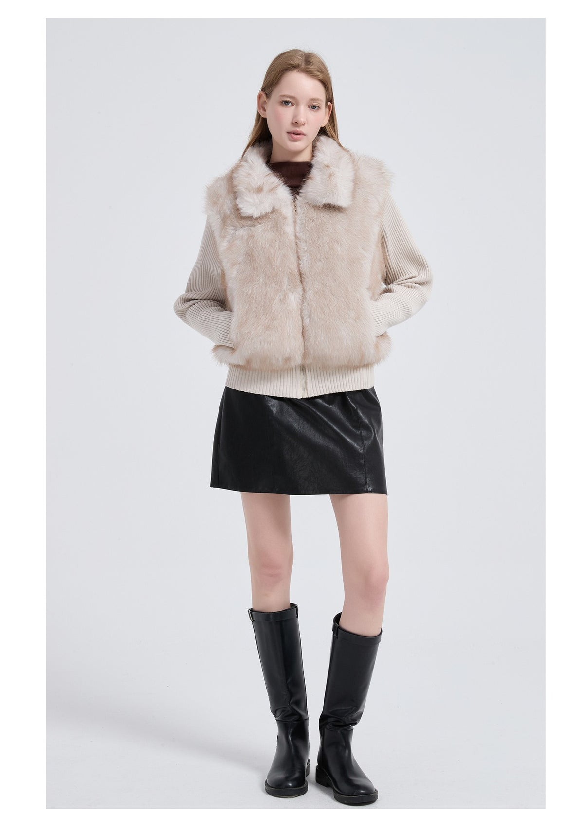 The Cloud Trim Faux Fur Cropped Jacket
