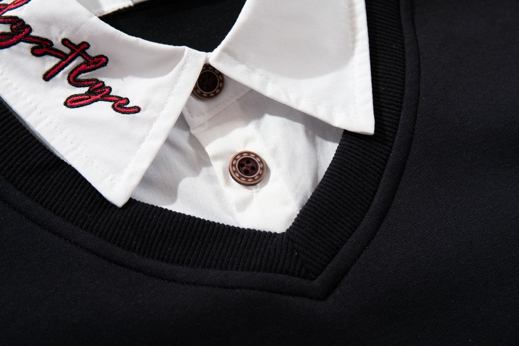 The Pup Patch Faux Two-Piece Polo Sweatshirt