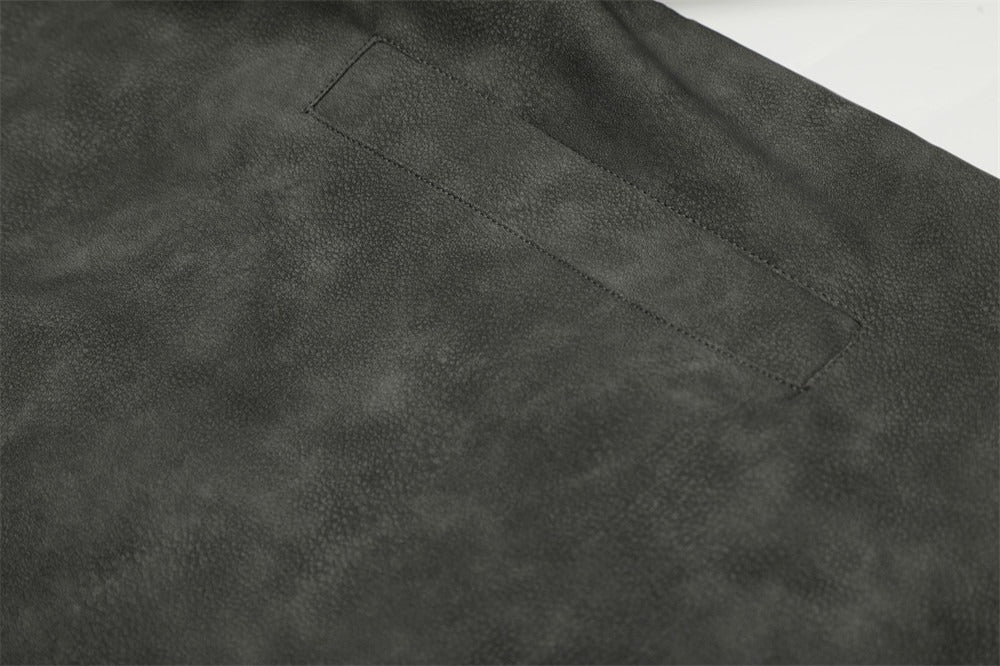 The Graphite Flip Collar Faux Leather Jacket