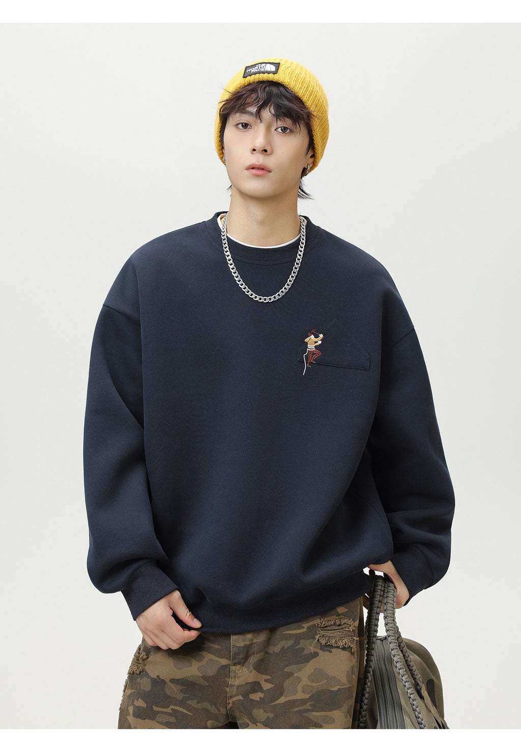 The Quiet Thread Embroidered Round Neck Sweatshirt