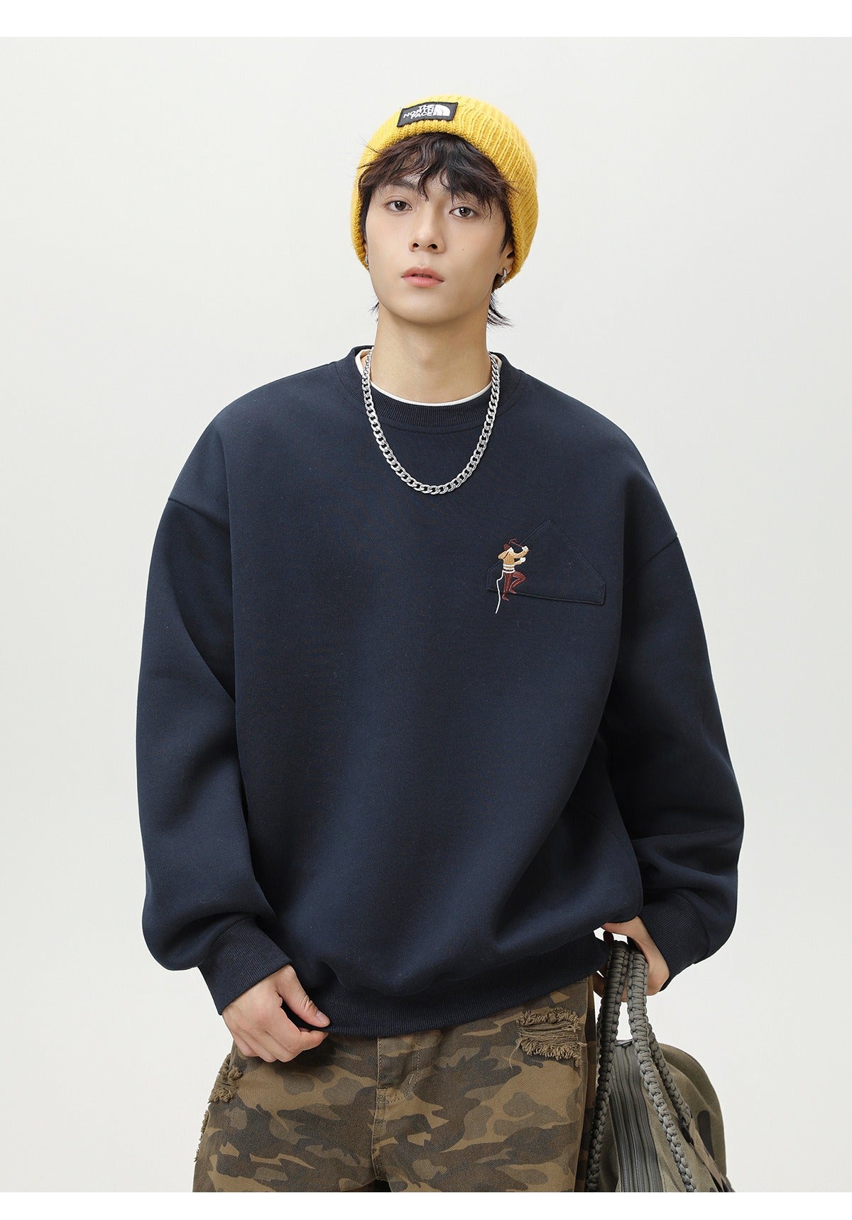 The Quiet Thread Embroidered Round Neck Sweatshirt