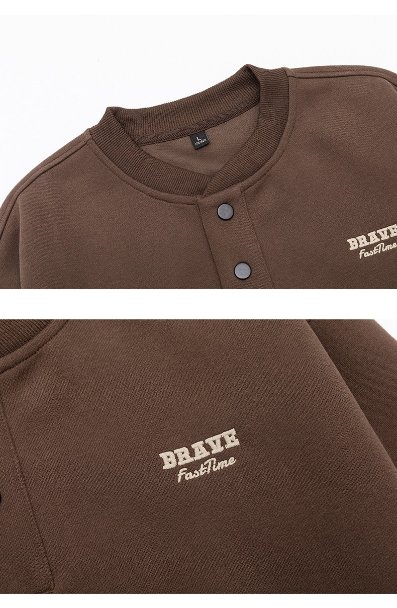 The Sakura Thread Embroidered Henley Sweatshirt