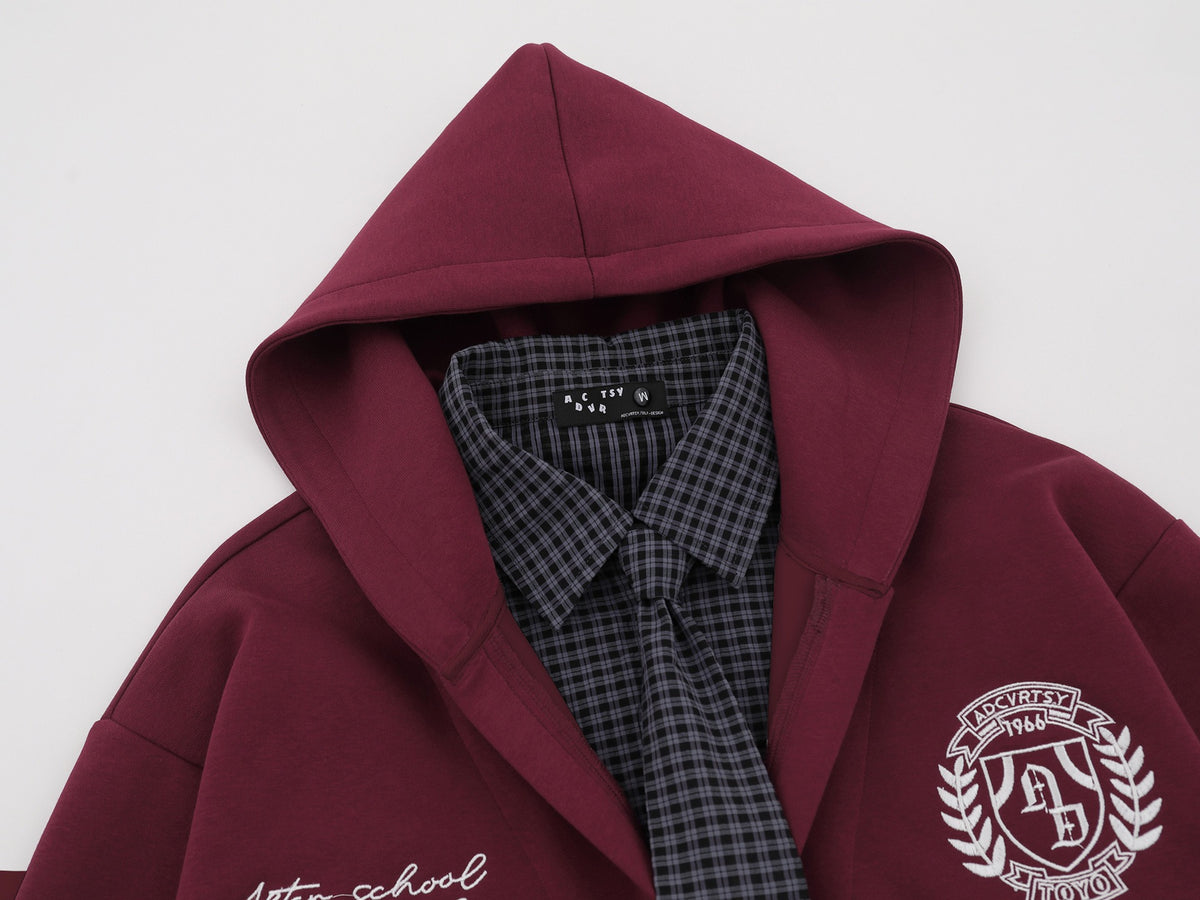 The Burgundy Drift Faux Two-Piece Hoodie