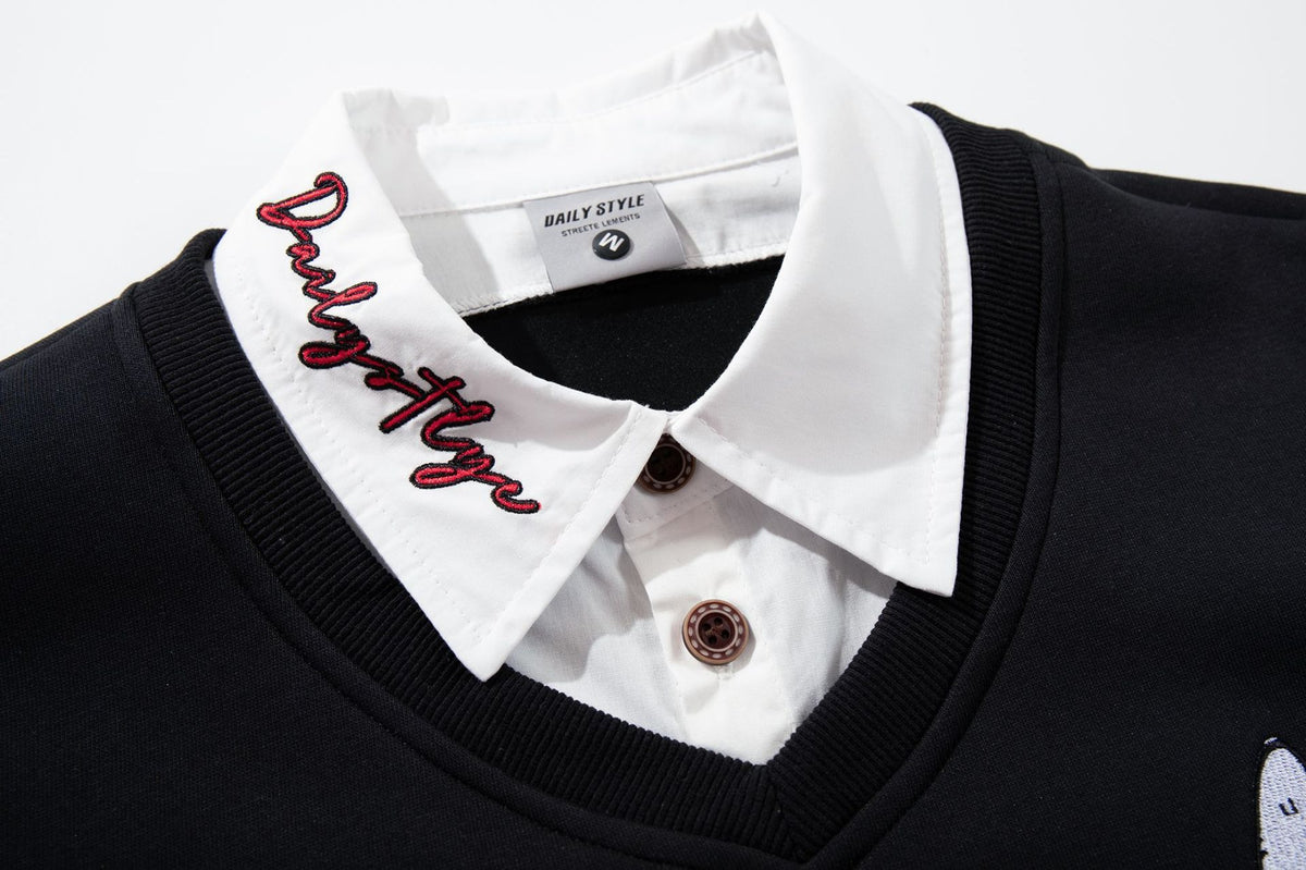 The Pup Patch Faux Two-Piece Polo Sweatshirt