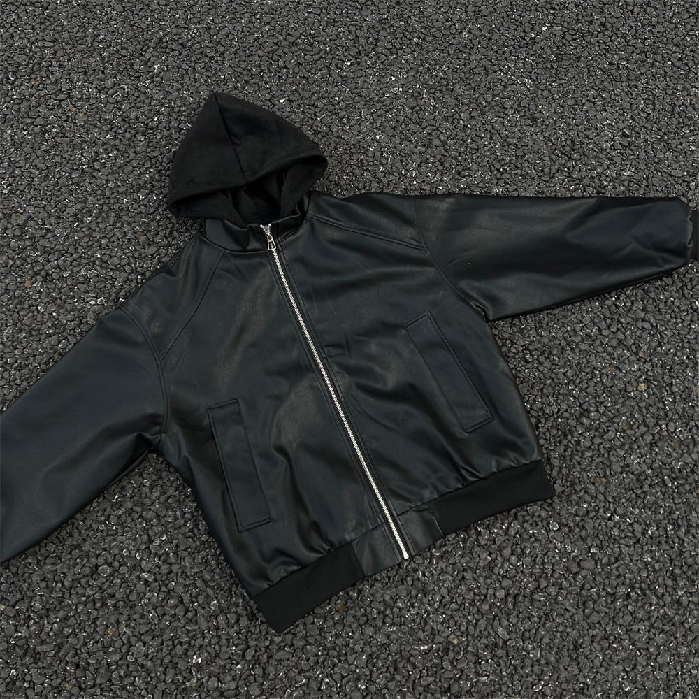 The Obsidian Layer Faux Leather Hooded Jacket
