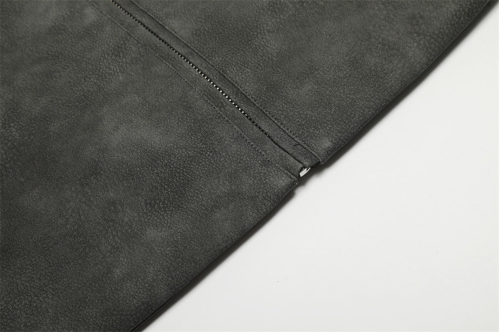 The Graphite Flip Collar Faux Leather Jacket