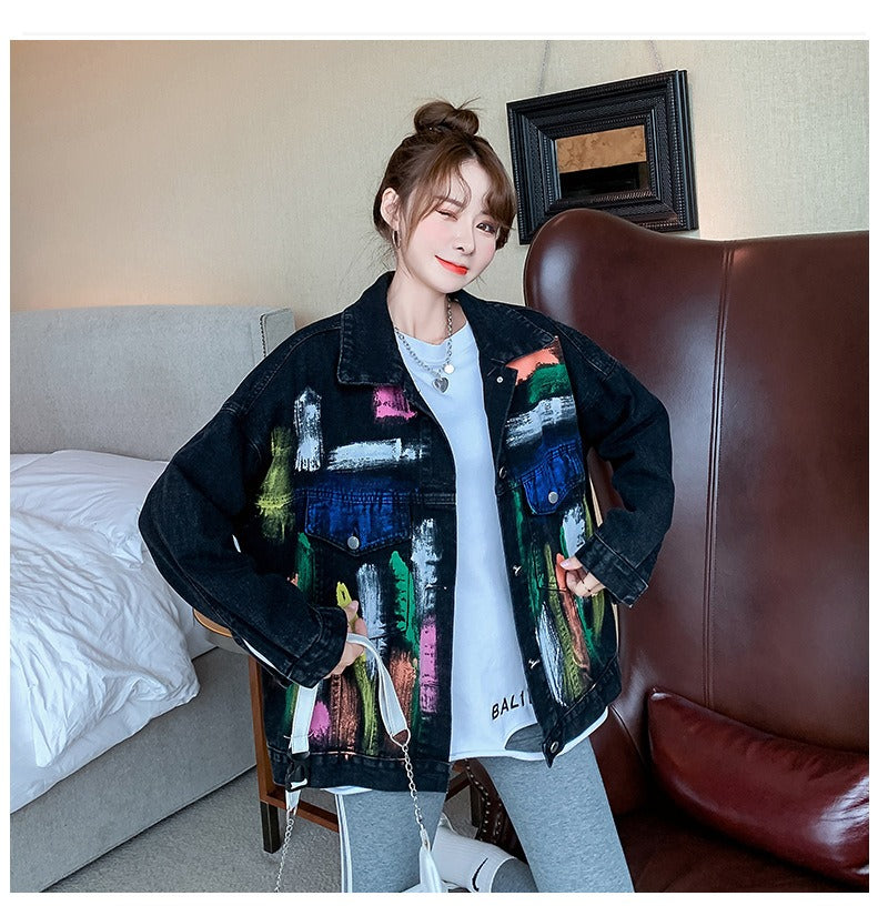 The Midnight Graffiti Hand-Painted Denim Jacket