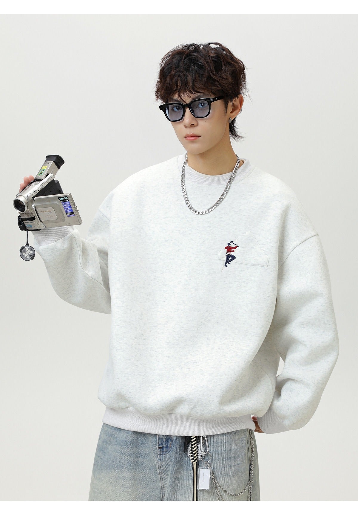 The Quiet Thread Embroidered Round Neck Sweatshirt