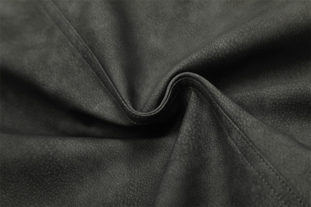 The Graphite Flip Collar Faux Leather Jacket