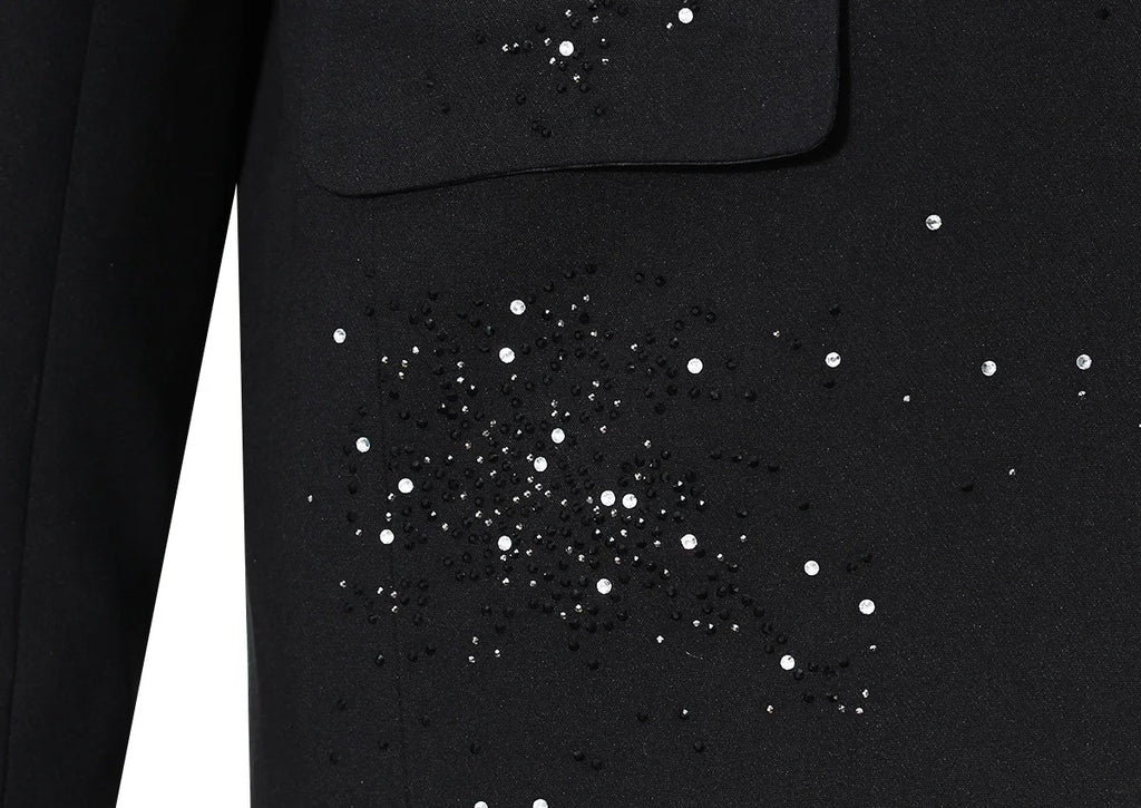 The Noir Rhinestone Notched Blazer