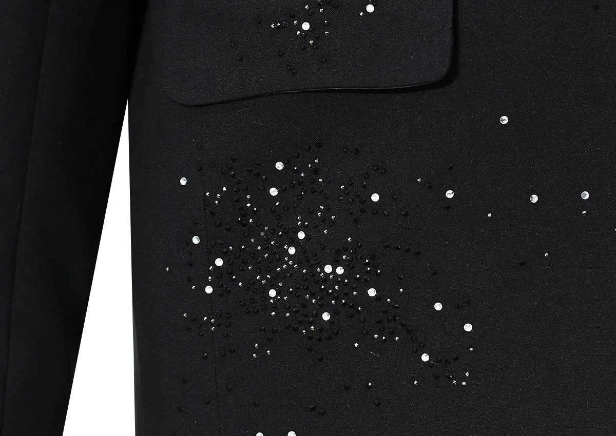 The Noir Rhinestone Notched Blazer