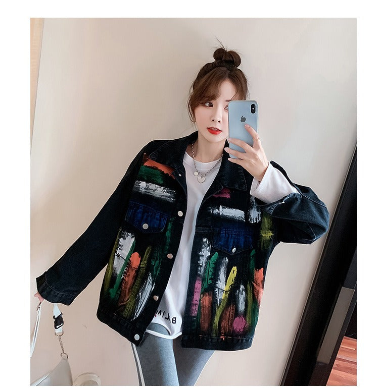 The Midnight Graffiti Hand-Painted Denim Jacket