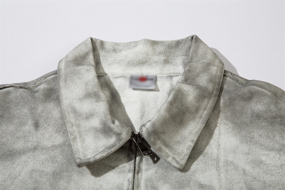 The Ivory Wash Distressed Flip Collar Jacket