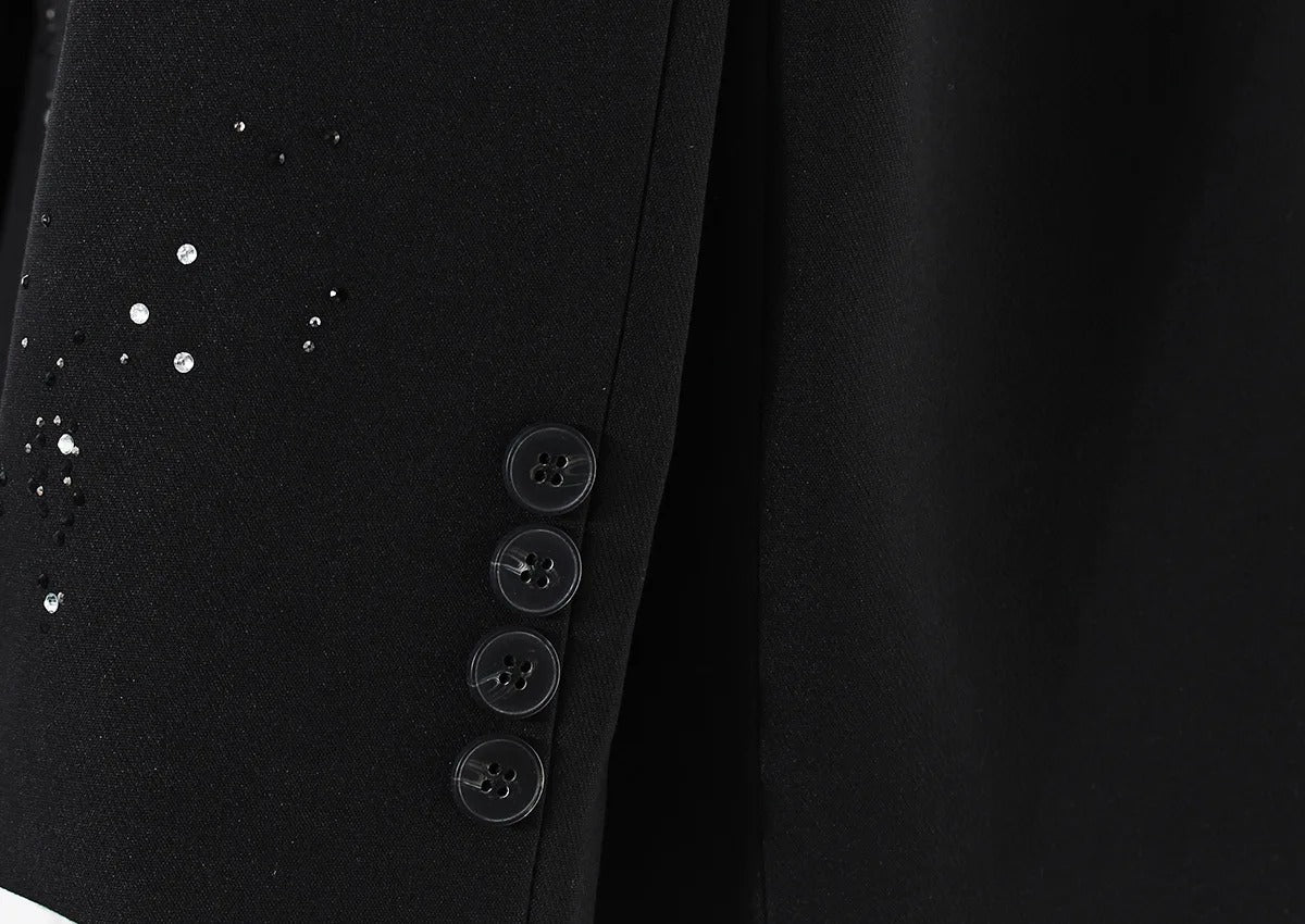 The Noir Rhinestone Notched Blazer