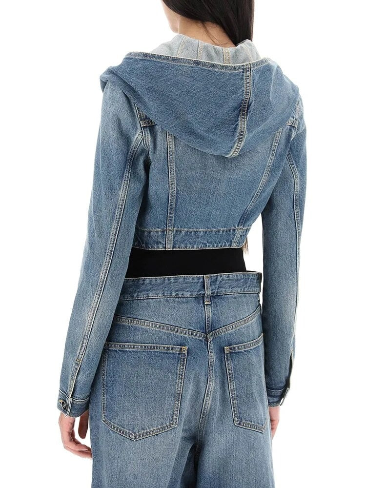 The Stitch Layer Hooded Denim Coat
