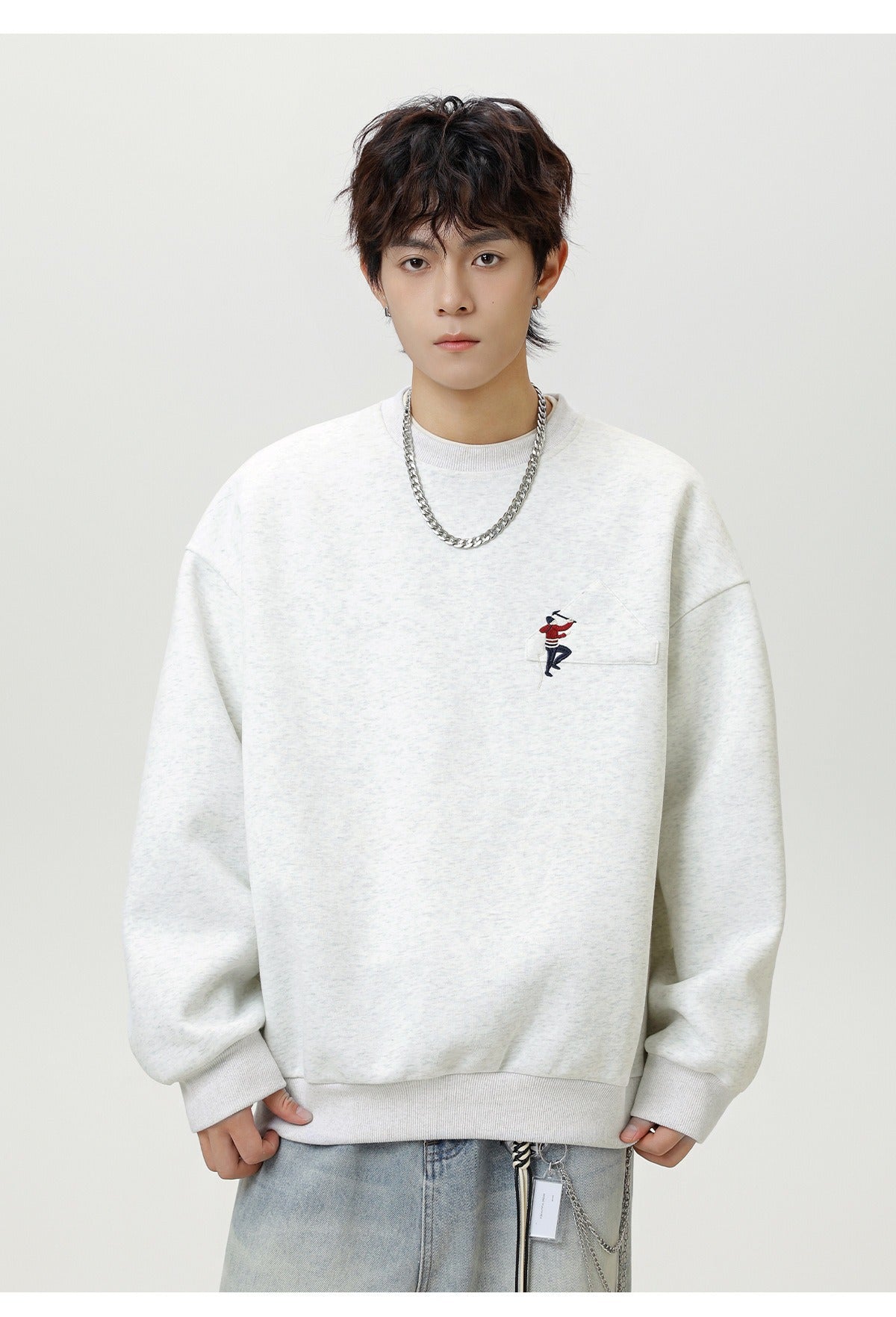 The Quiet Thread Embroidered Round Neck Sweatshirt