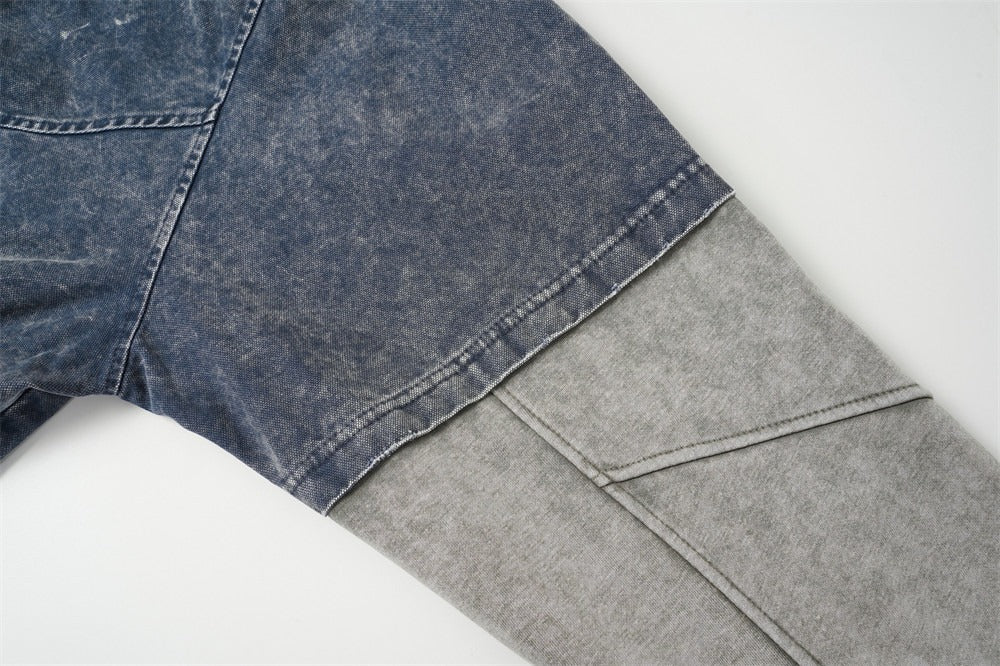 The Faded Block Fake Two-Piece Hooded Jacket