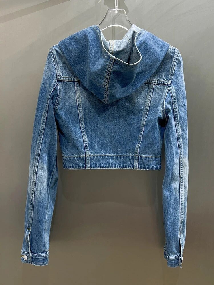 The Stitch Layer Hooded Denim Coat
