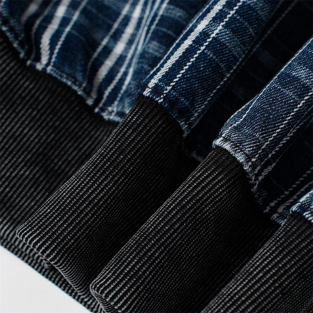 The Ash Grid Washed Distressed Hooded Jacket