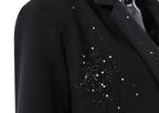 The Noir Rhinestone Notched Blazer