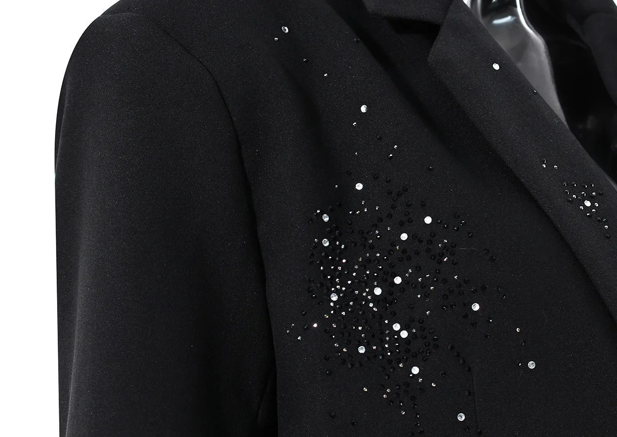 The Noir Rhinestone Notched Blazer
