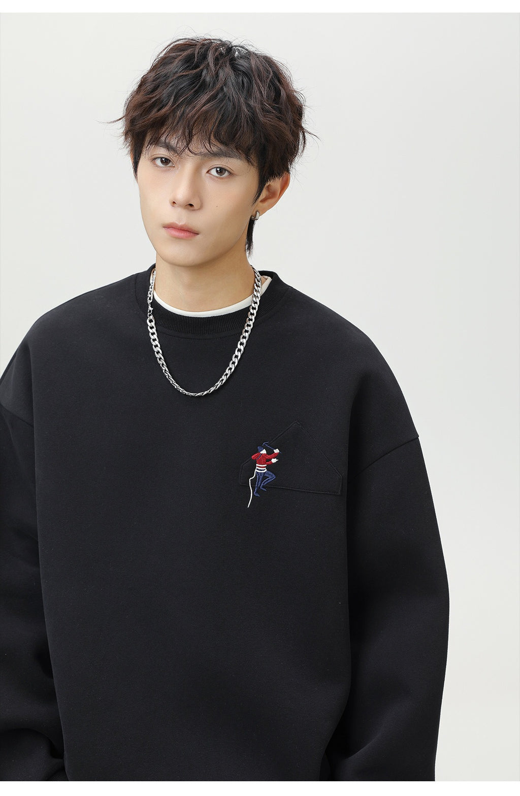 The Quiet Thread Embroidered Round Neck Sweatshirt