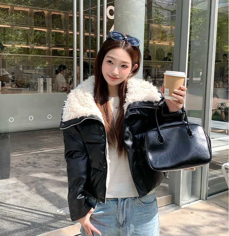 The Lumen Shine Lapel Padded Jacket