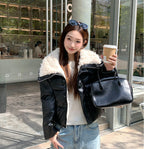 The Lumen Shine Lapel Padded Jacket