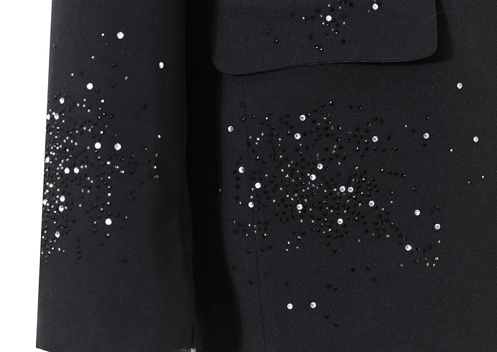 The Noir Rhinestone Notched Blazer