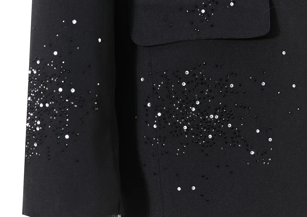 The Noir Rhinestone Notched Blazer