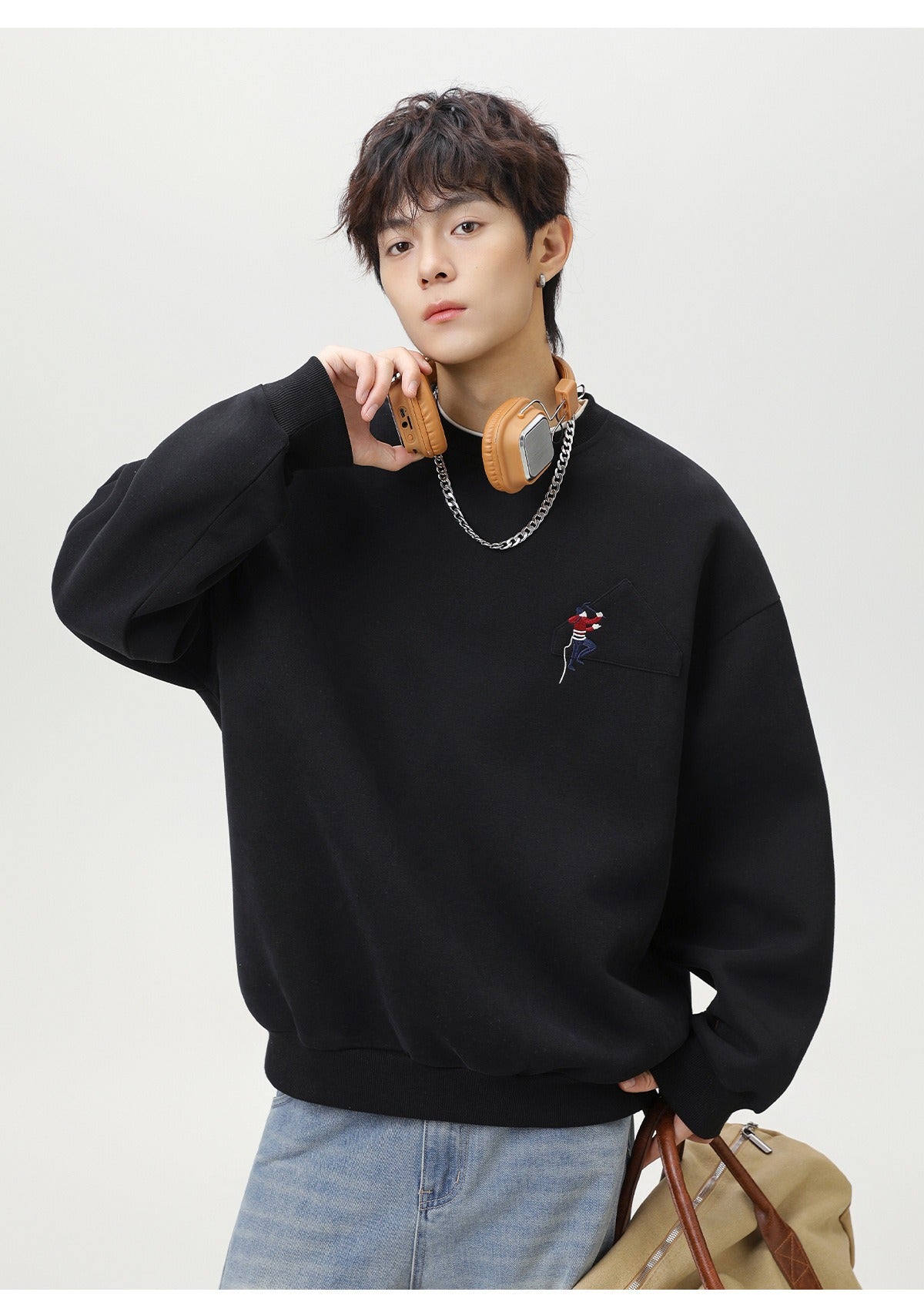 The Quiet Thread Embroidered Round Neck Sweatshirt