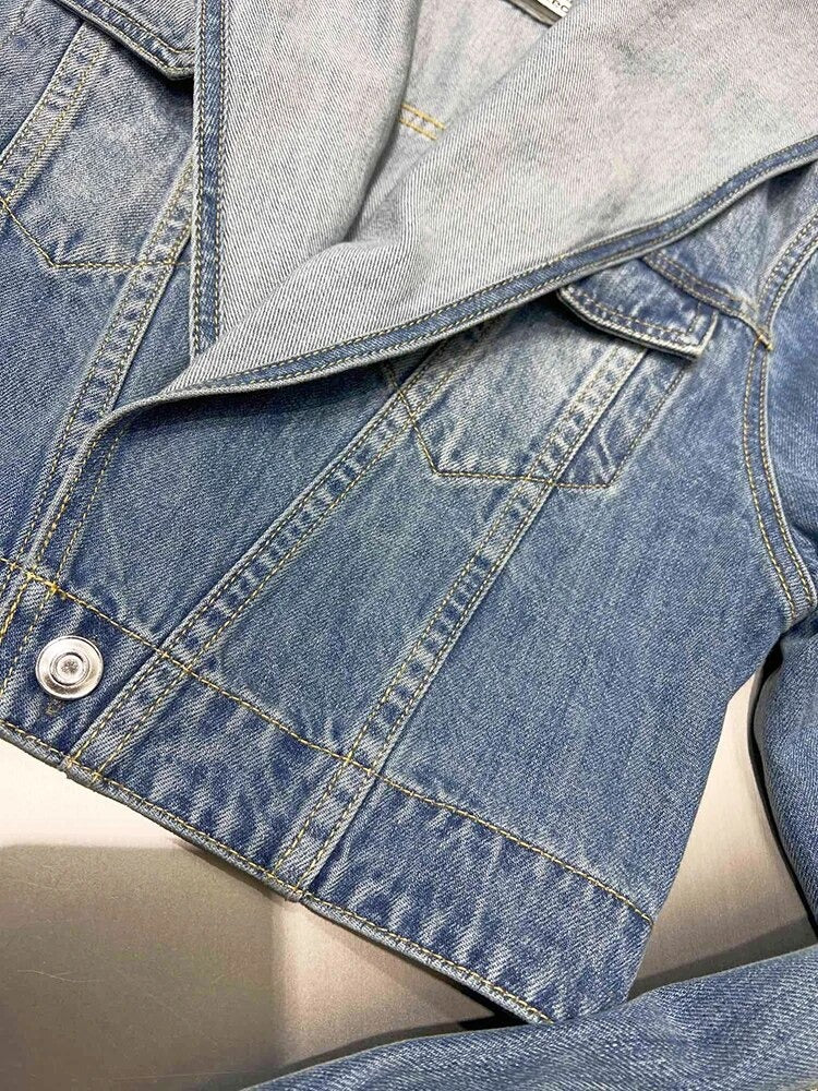 The Stitch Layer Hooded Denim Coat