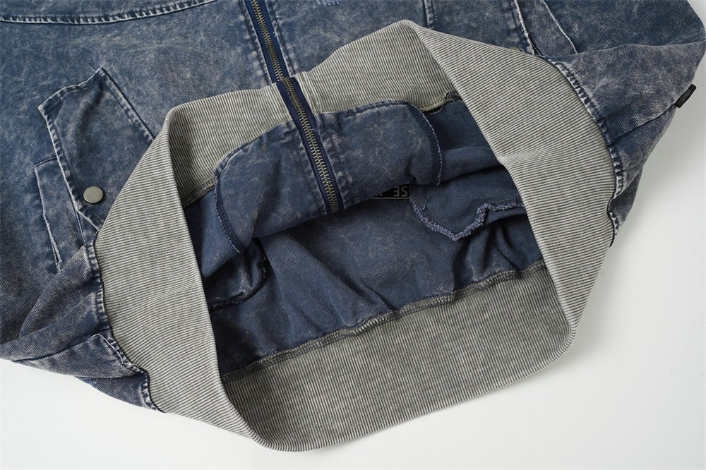 The Faded Block Fake Two-Piece Hooded Jacket