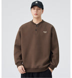 The Sakura Thread Embroidered Henley Sweatshirt