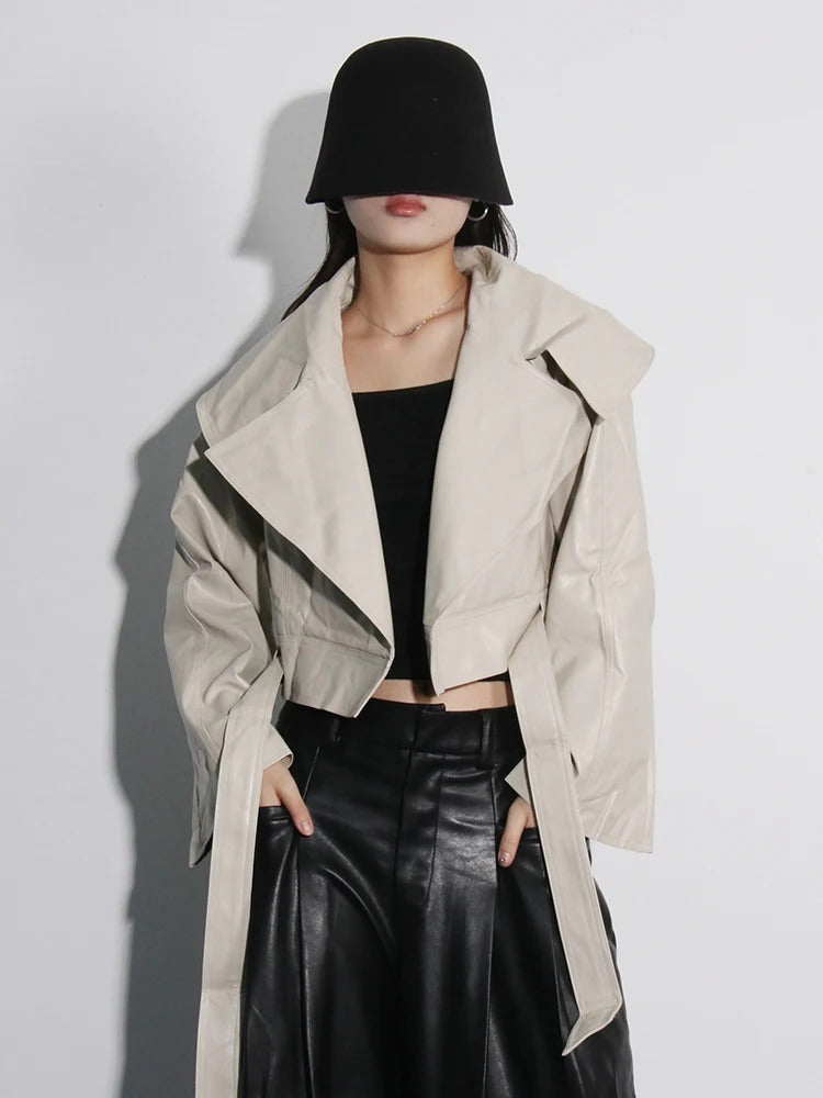 The Lace-Up Patchwork Lapel Jacket