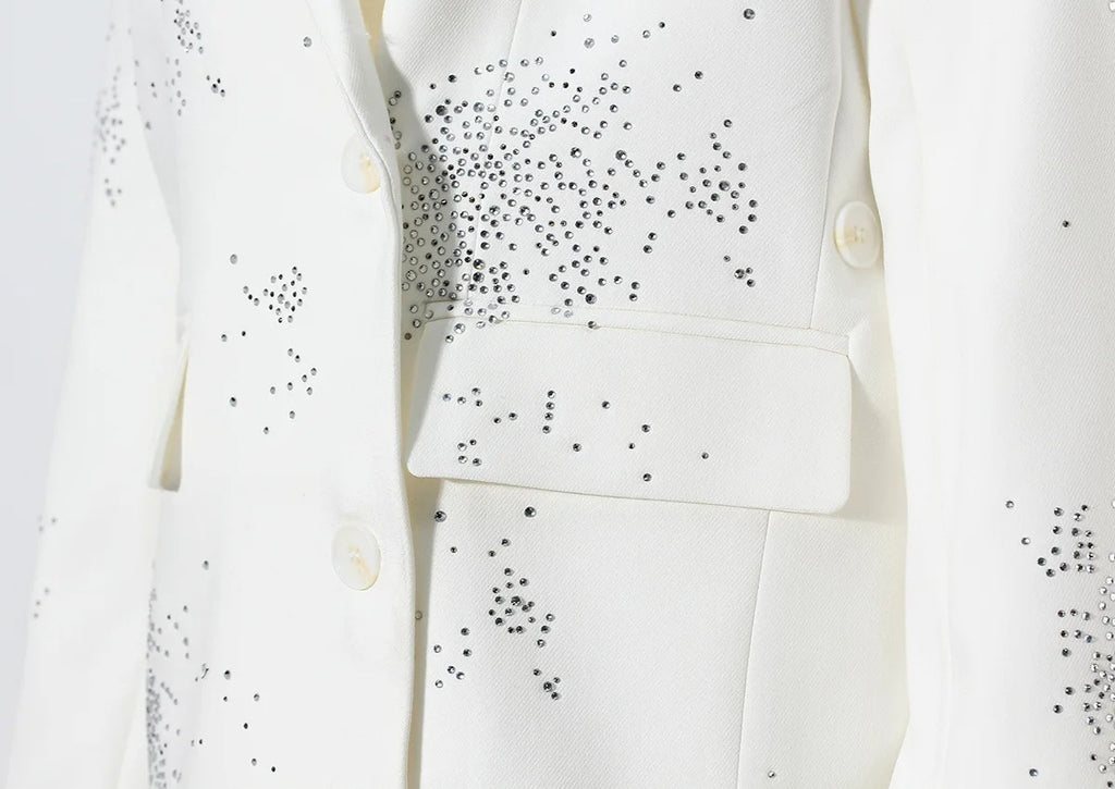 The Noir Rhinestone Notched Blazer